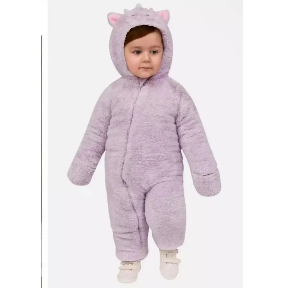 Koala Baby 6-9 m Purple Snowsuit Cat Hooded 1-Piece Plush Pram Faux Fur Bunting
